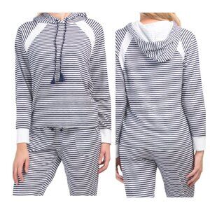 NWT Splendid Pullover Stripe Lounge Hoodie Athleisure Active XS